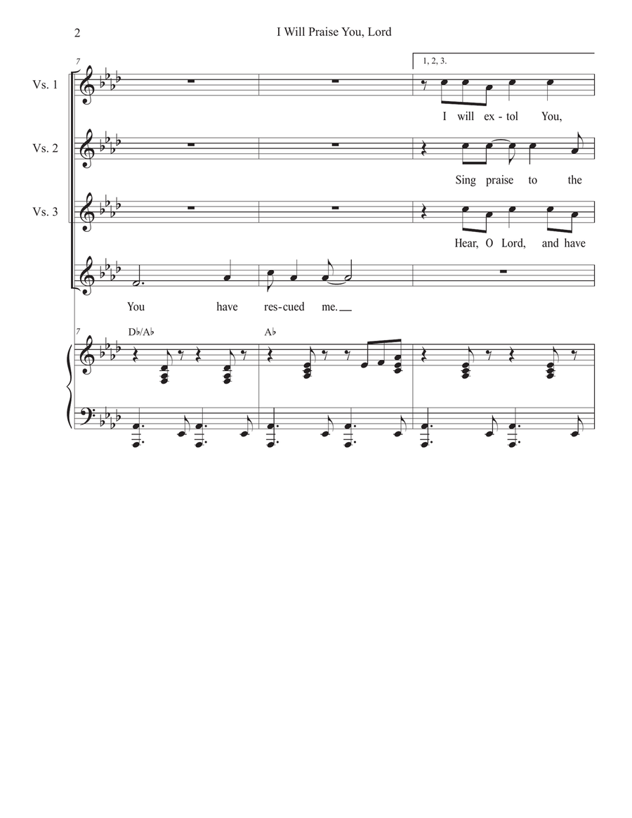 I Will Praise You, Lord (Psalm 30) (Vocal solo) Piano, Vocal scores gallery preview page 2
