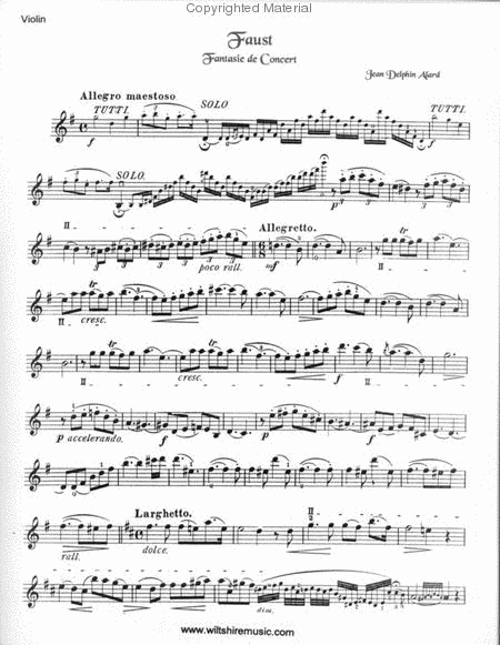 Faust,Fantasie de Concert Violin Solo - Sheet Music