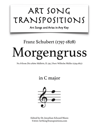 Book cover for SCHUBERT: Morgengruss (transposed to C major)
