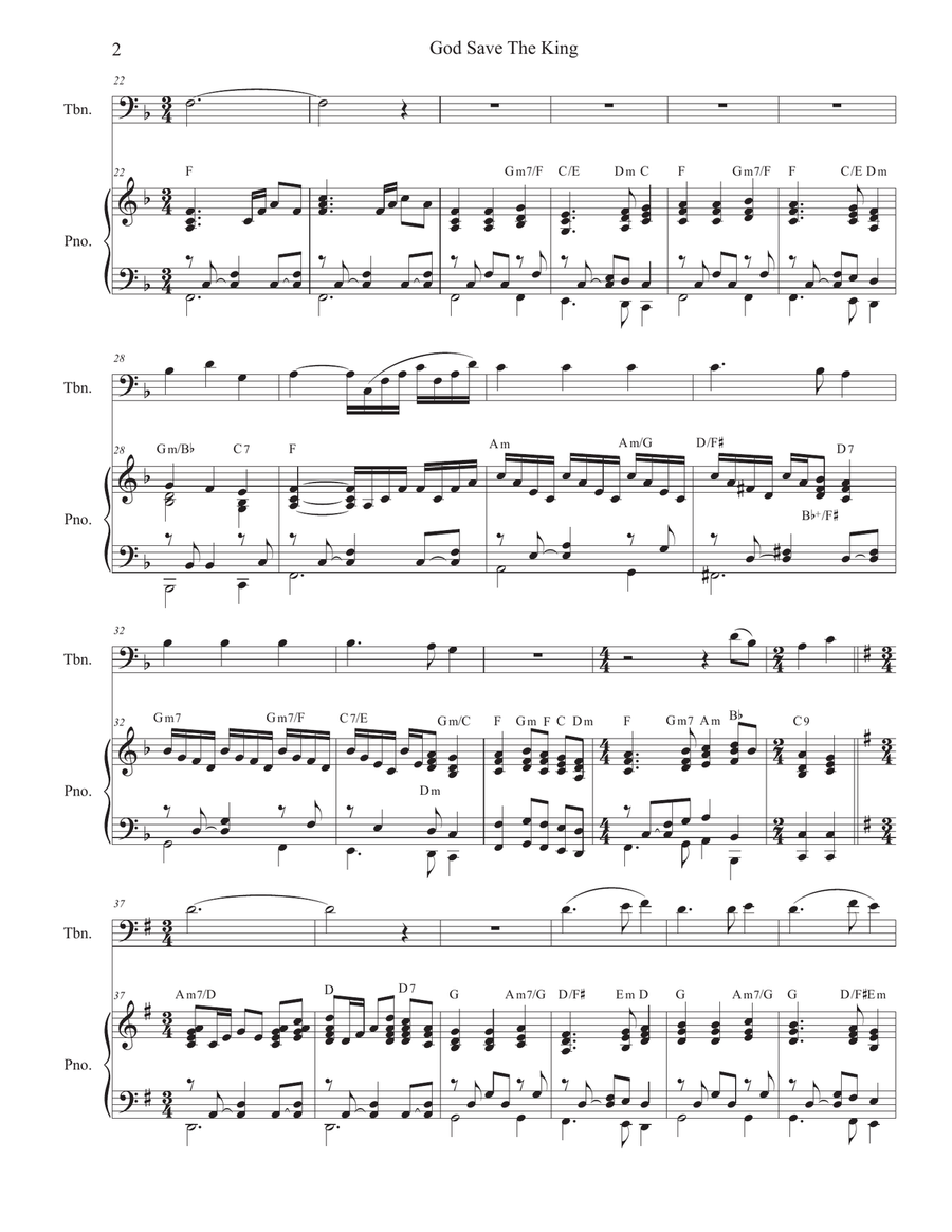 God Save The King (Trombone solo and Piano) Piano scores gallery preview page 2
