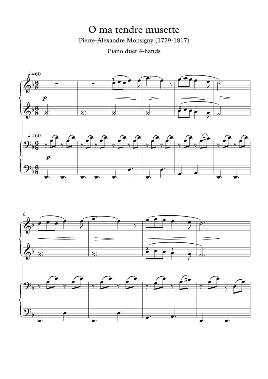 Ma tendre musette piano duet 1 Piano, 4-Hands scores gallery preview page 1