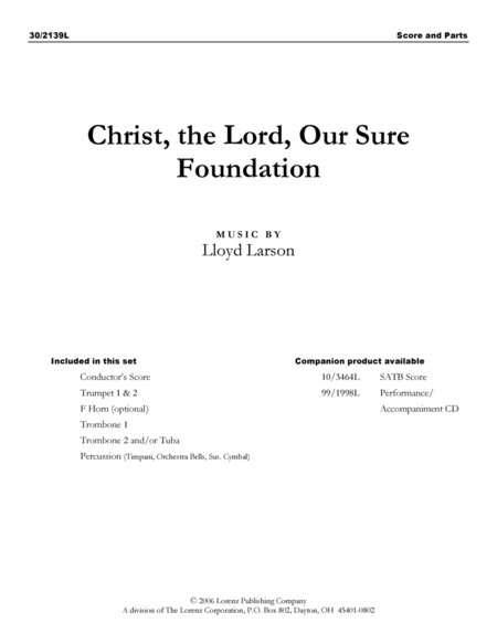 Christ, the Lord, Our Sure Foundation - Brass and Percussion Score/Parts
