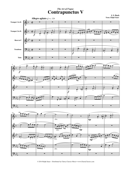 The Art of Fugue - Complete for Brass Quintet