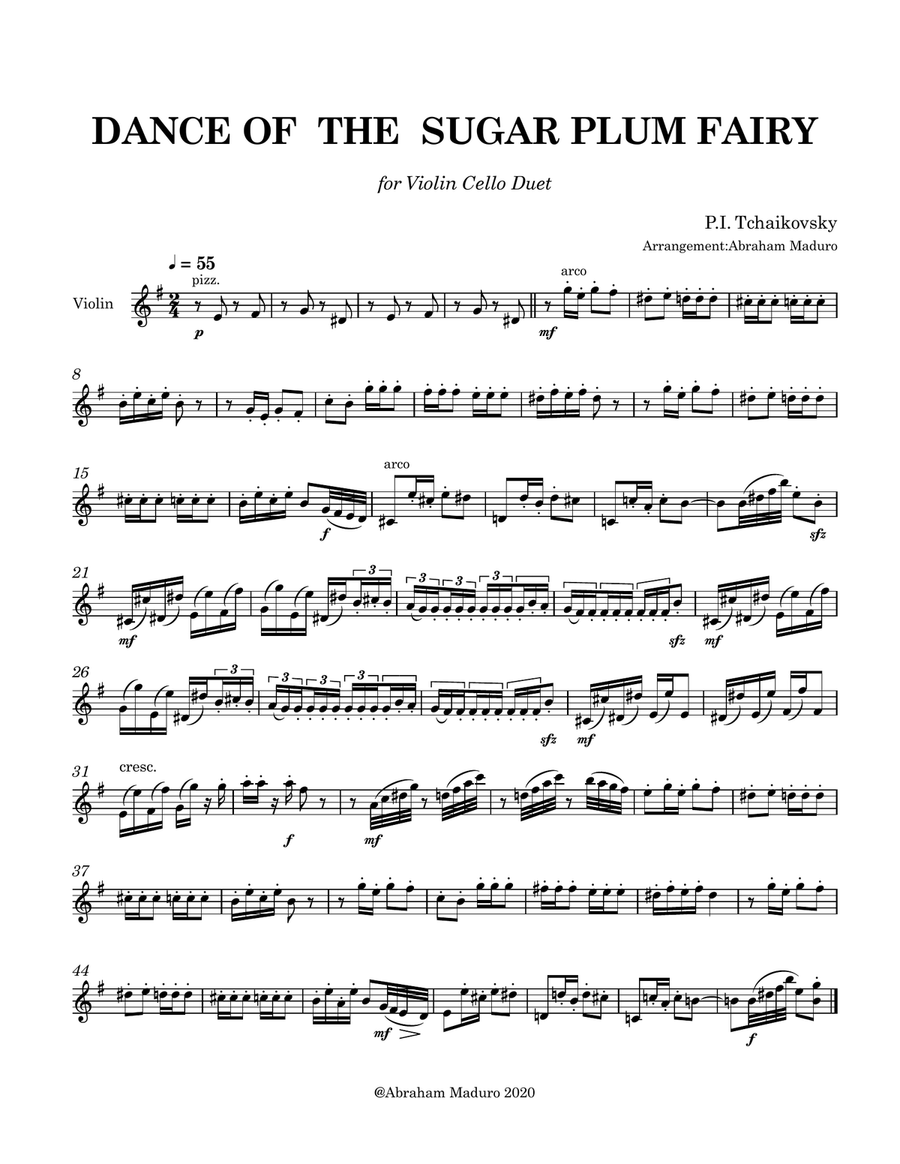 Dance of the Sugar Plum Fairy from The Nutcracker-Violin Cello Duet String Duet scores gallery preview page 4