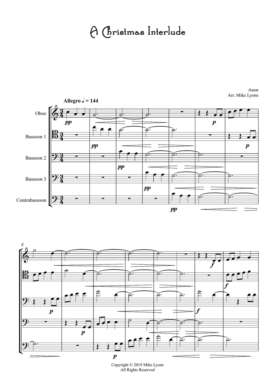 Double reed quintet - A Christmas Interlude Woodwind Quintet scores gallery preview page 3