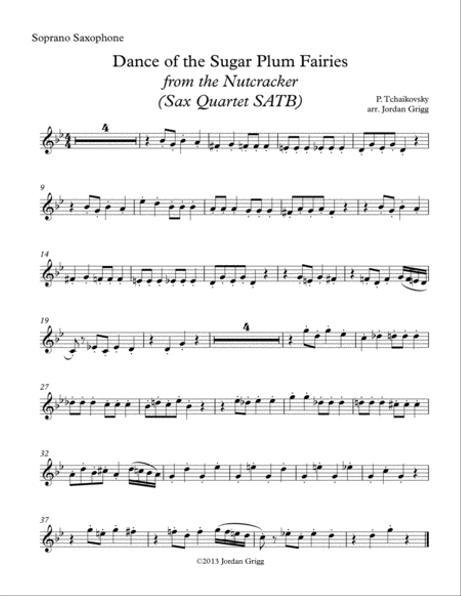 Dance of the Sugar Plum Fairies from the Nutcracker (Sax Quartet SATB) Saxophone Quartet scores gallery preview page 3
