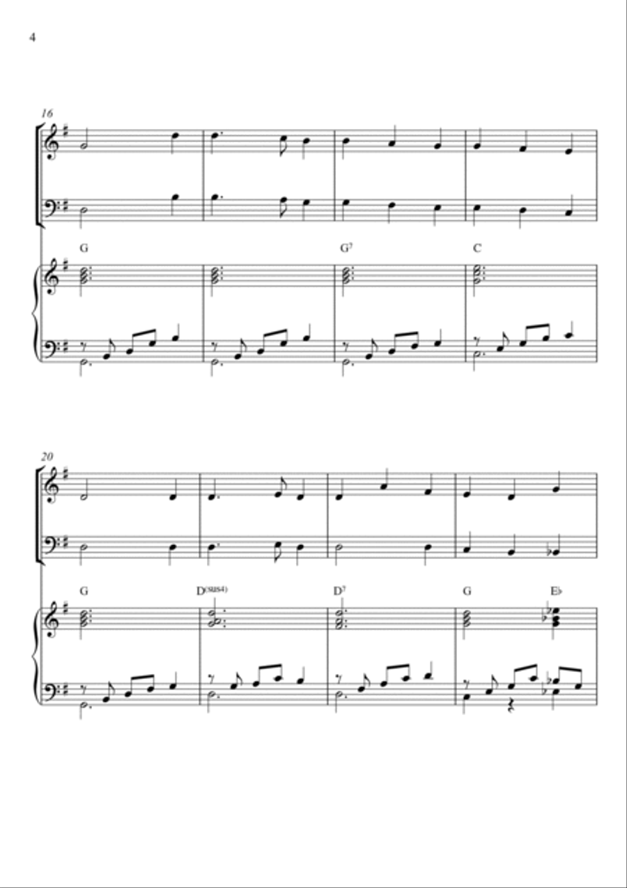 Traditional - Away In a Manger (Trio Piano, Flute and Double Bass) with chords Small Ensemble scores gallery preview page 4