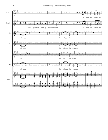 When Johnny Comes Marching Home (Solos and SATB) by Stephen DeCesare 4-Part - Digital Sheet Music