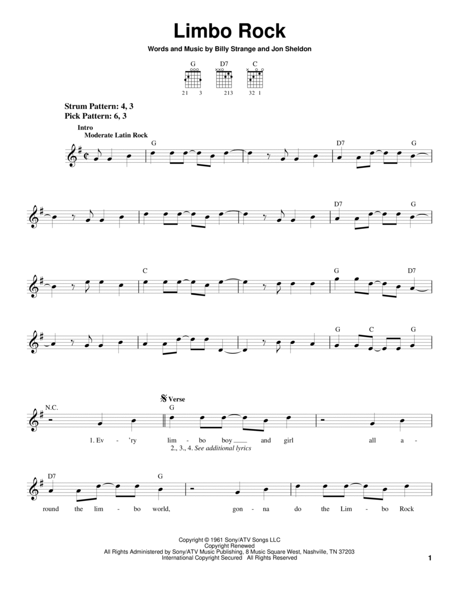 Limbo Rock Acoustic Guitar scores gallery preview page 1