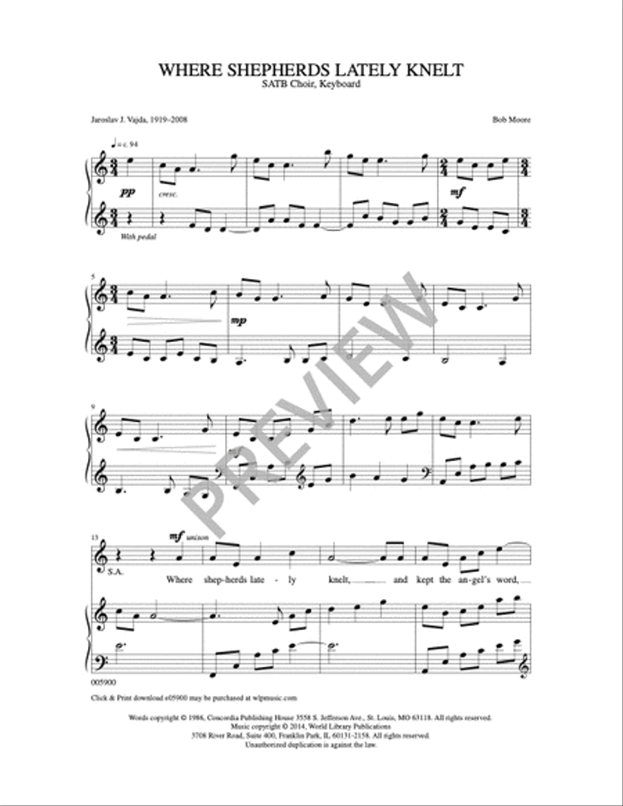 Where Shepherds Lately Knelt 4-Part scores gallery preview page 5
