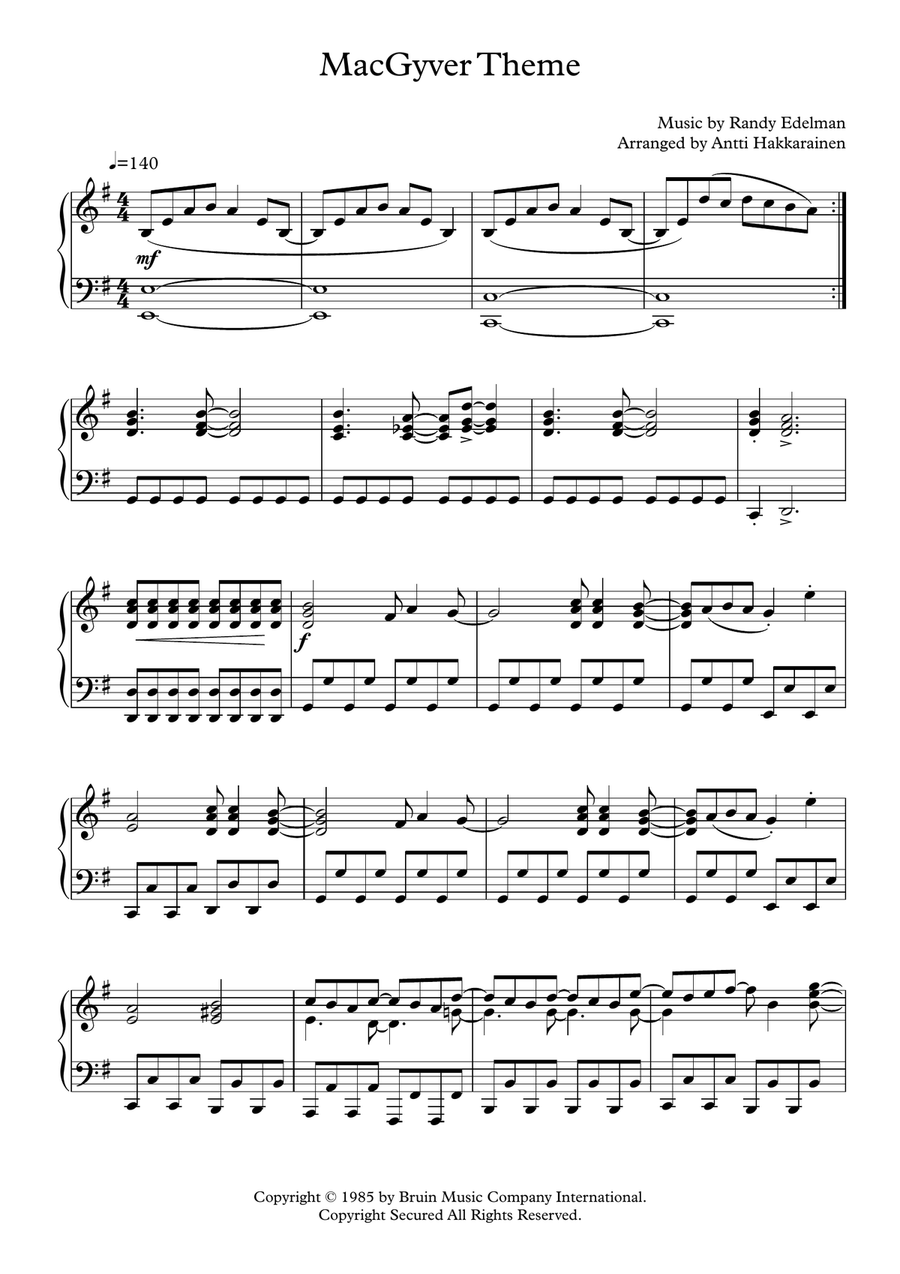 Macgyver - Theme Piano Solo scores gallery preview page 2