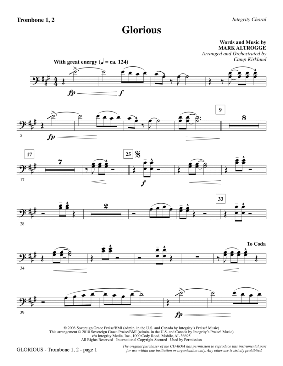 Glorious - Trombone 1 & 2