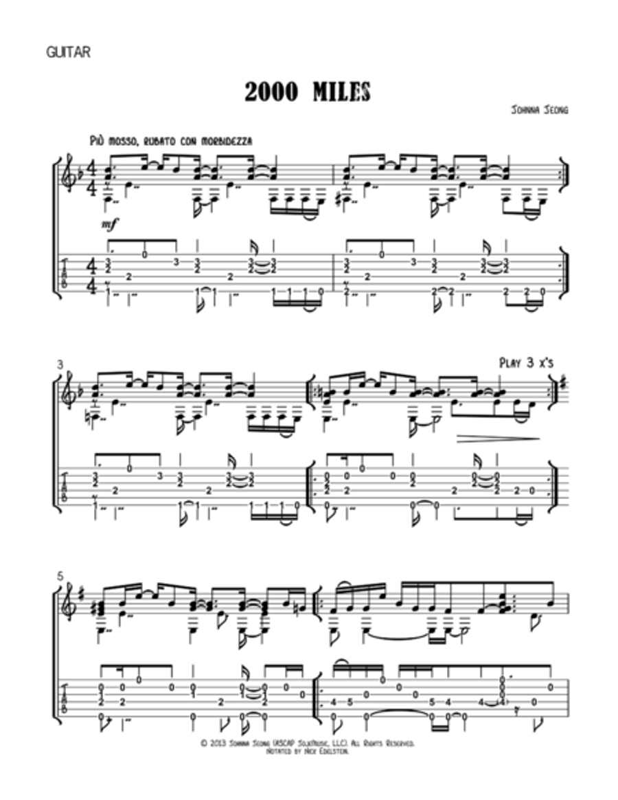 2000 Miles (with tab) Guitar Tablature scores gallery preview page 1