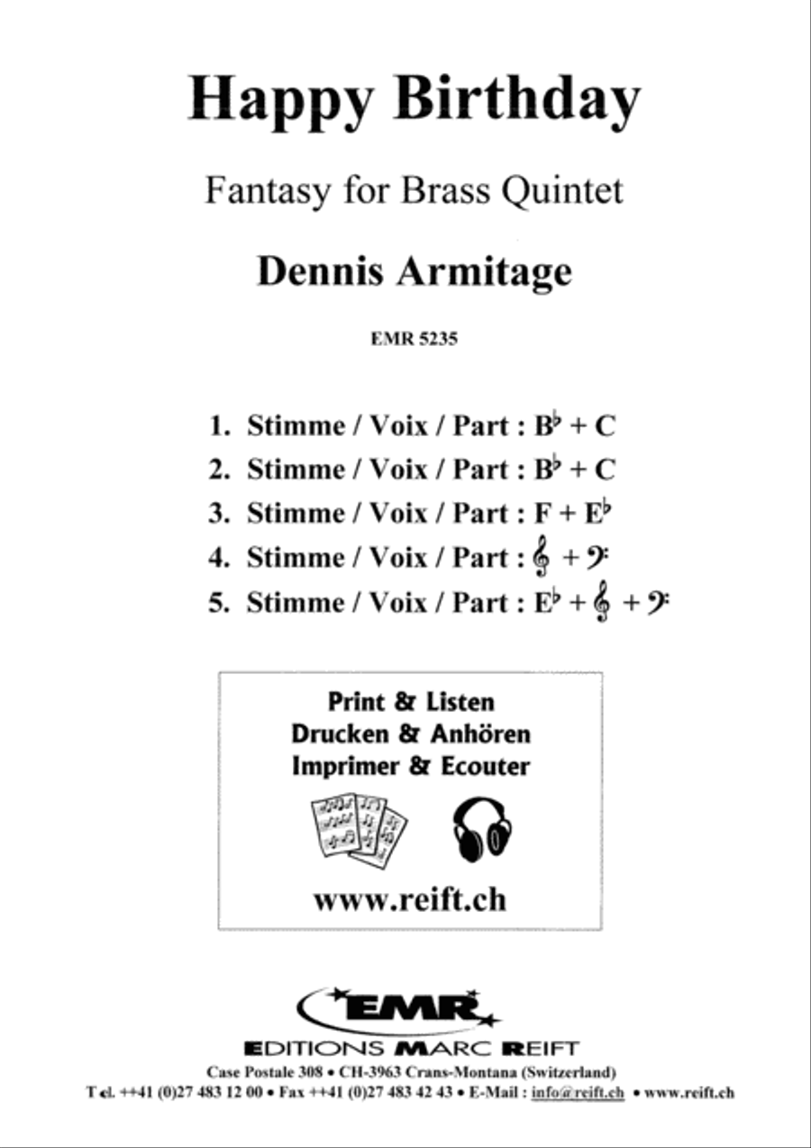 Happy Birthday Fantasy Brass Ensemble scores gallery preview page 2