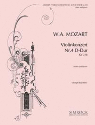 Book cover for Violin Concerto No. 4 D Major K 218