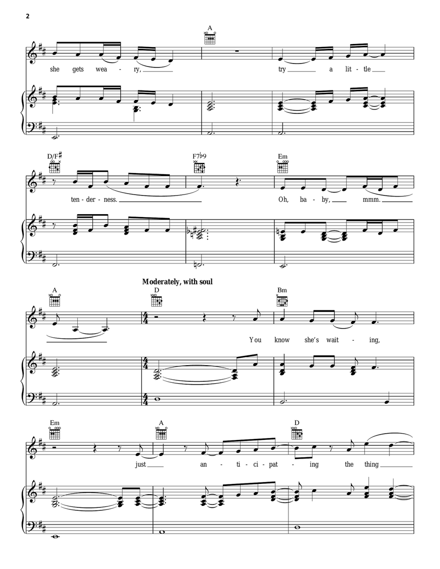 Try A Little Tenderness Piano, Vocal, Guitar scores gallery preview page 2