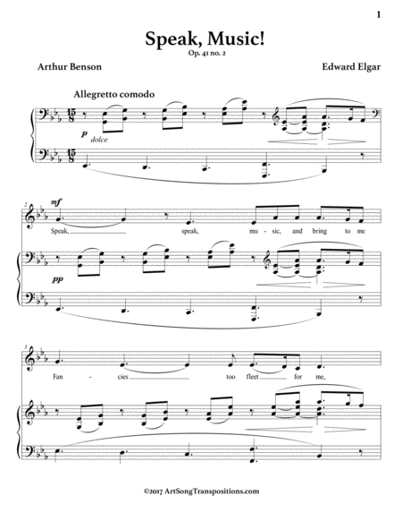 ELGAR: Speak, Music! Op. 41 no. 2 (transposed to E-flat major)