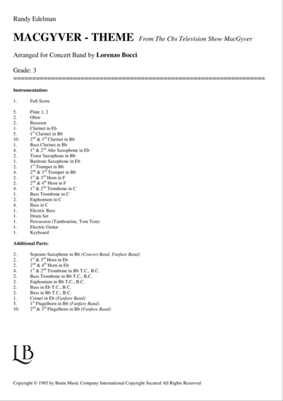 Macgyver - Theme Concert Band scores gallery preview page 2