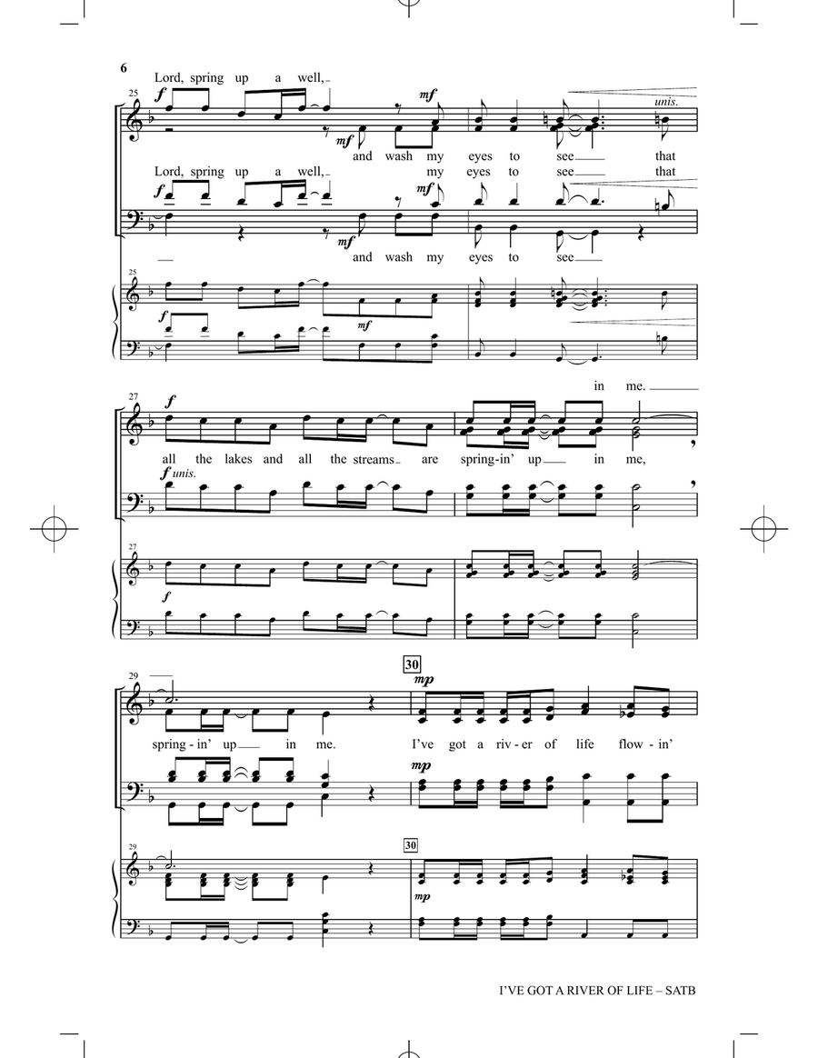 I've Got A River Of Life (arr. Heather Sorenson) 4-Part scores gallery preview page 5