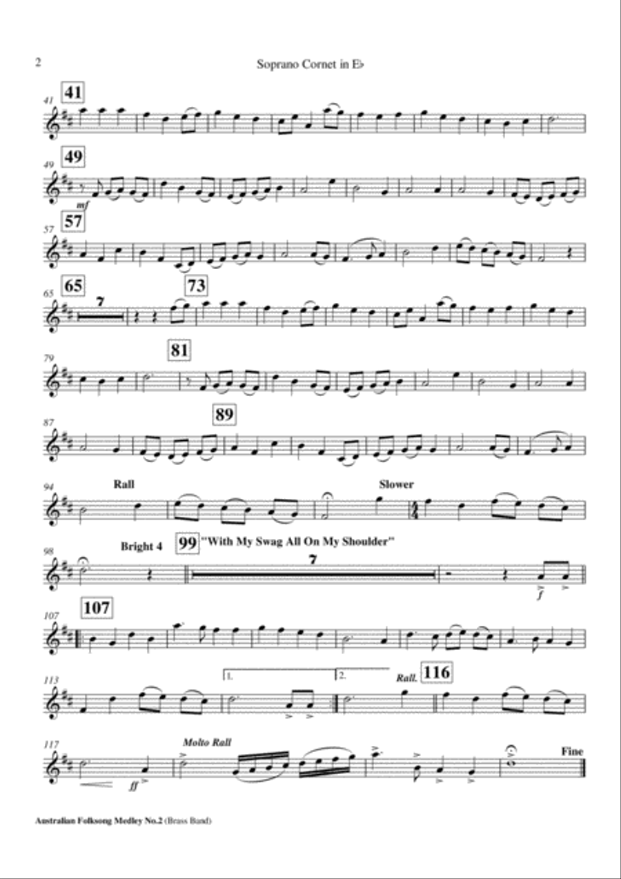 Australian Folksong Medley No. 2 - Brass Band Brass Band scores gallery preview page 3