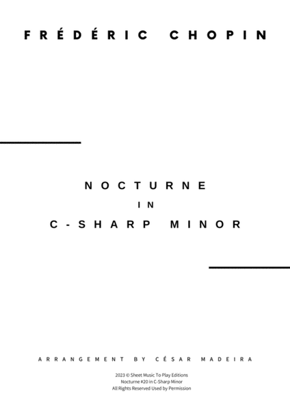 Nocturne No.20 in C Sharp minor - Piano Quintet (Full Score and Parts) image number null