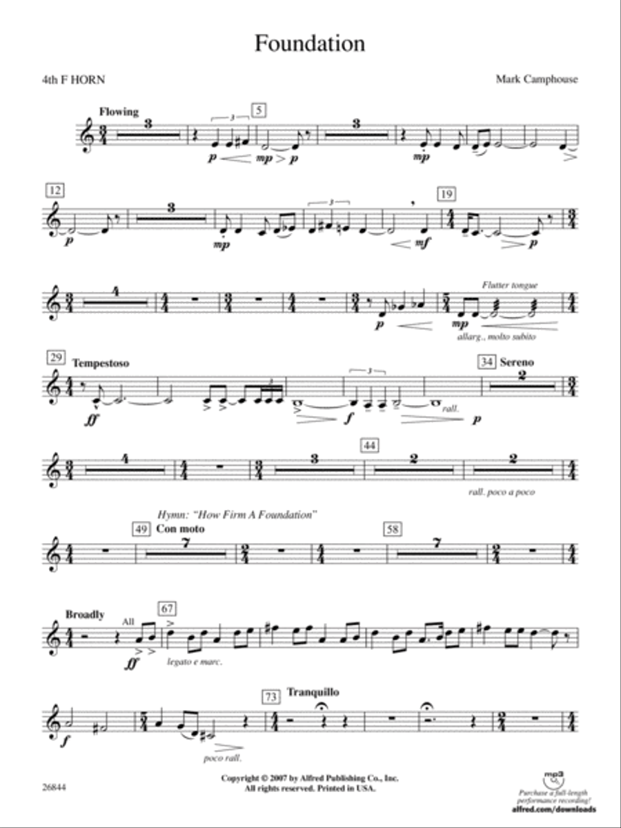 Foundation: 4th F Horn Concert Band scores gallery preview page 1