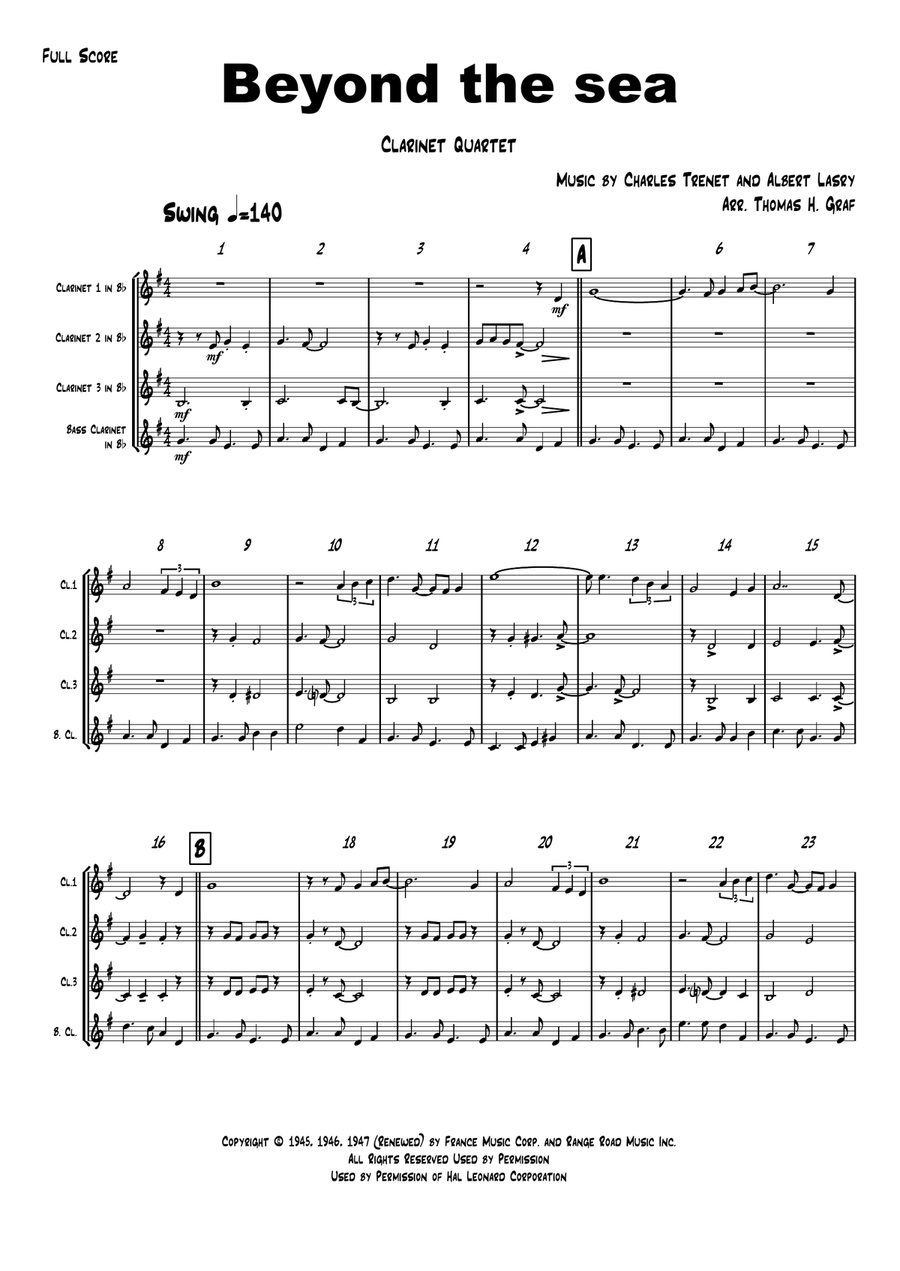 Beyond The Sea Woodwind Quartet scores gallery preview page 1