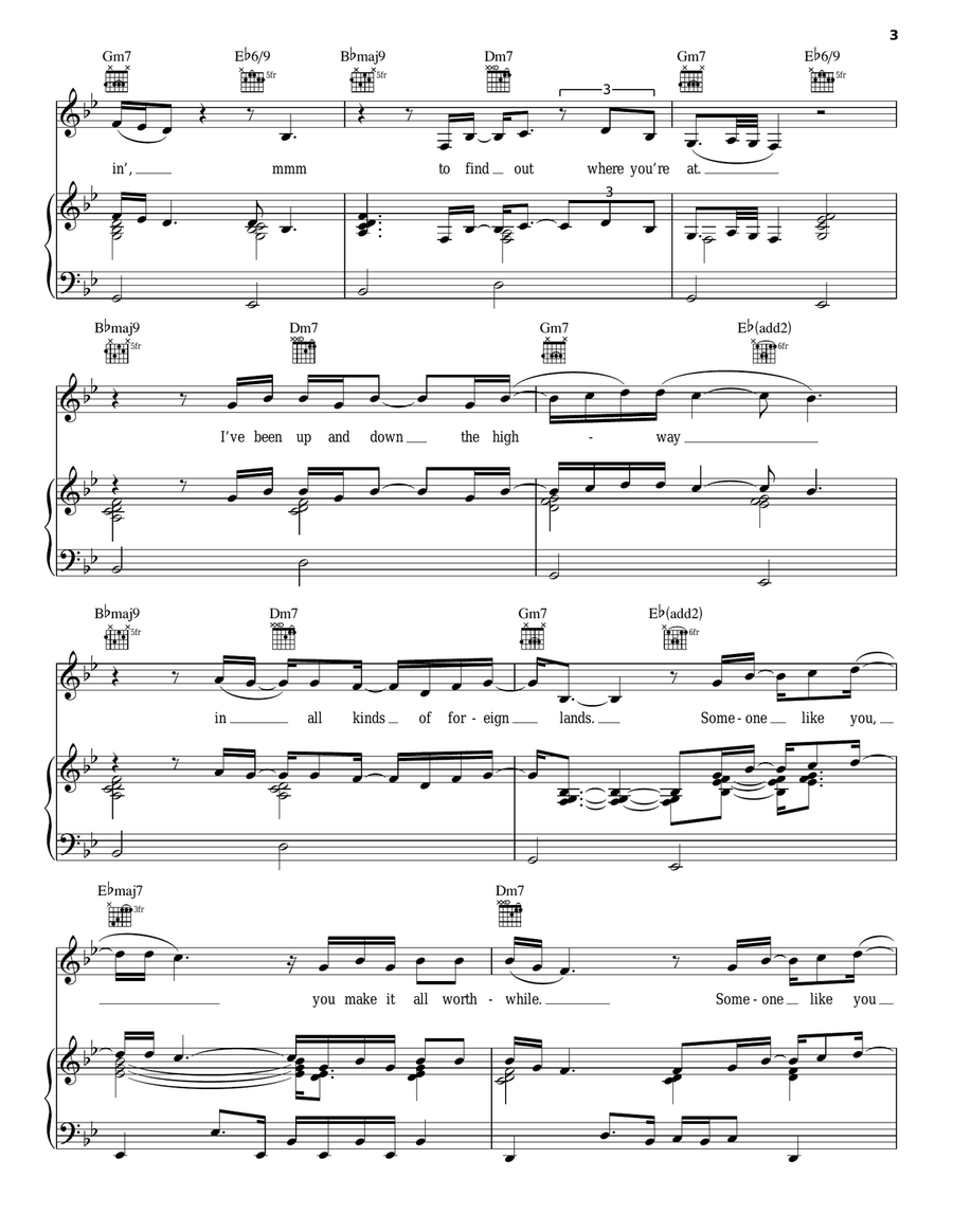 Someone Like You Piano, Vocal, Guitar scores gallery preview page 3
