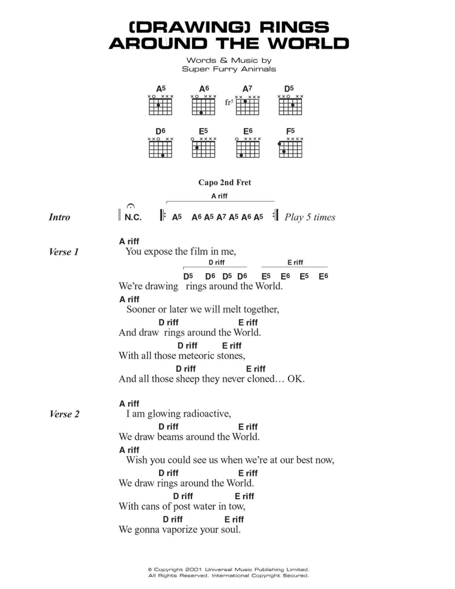 (Drawing) Rings Around The World Easy Guitar scores gallery preview page 1
