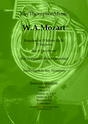 Book cover for Mozart: Requiem in D minor K626 III.Sequenz No.6 Lacrimosa - symphonic wind