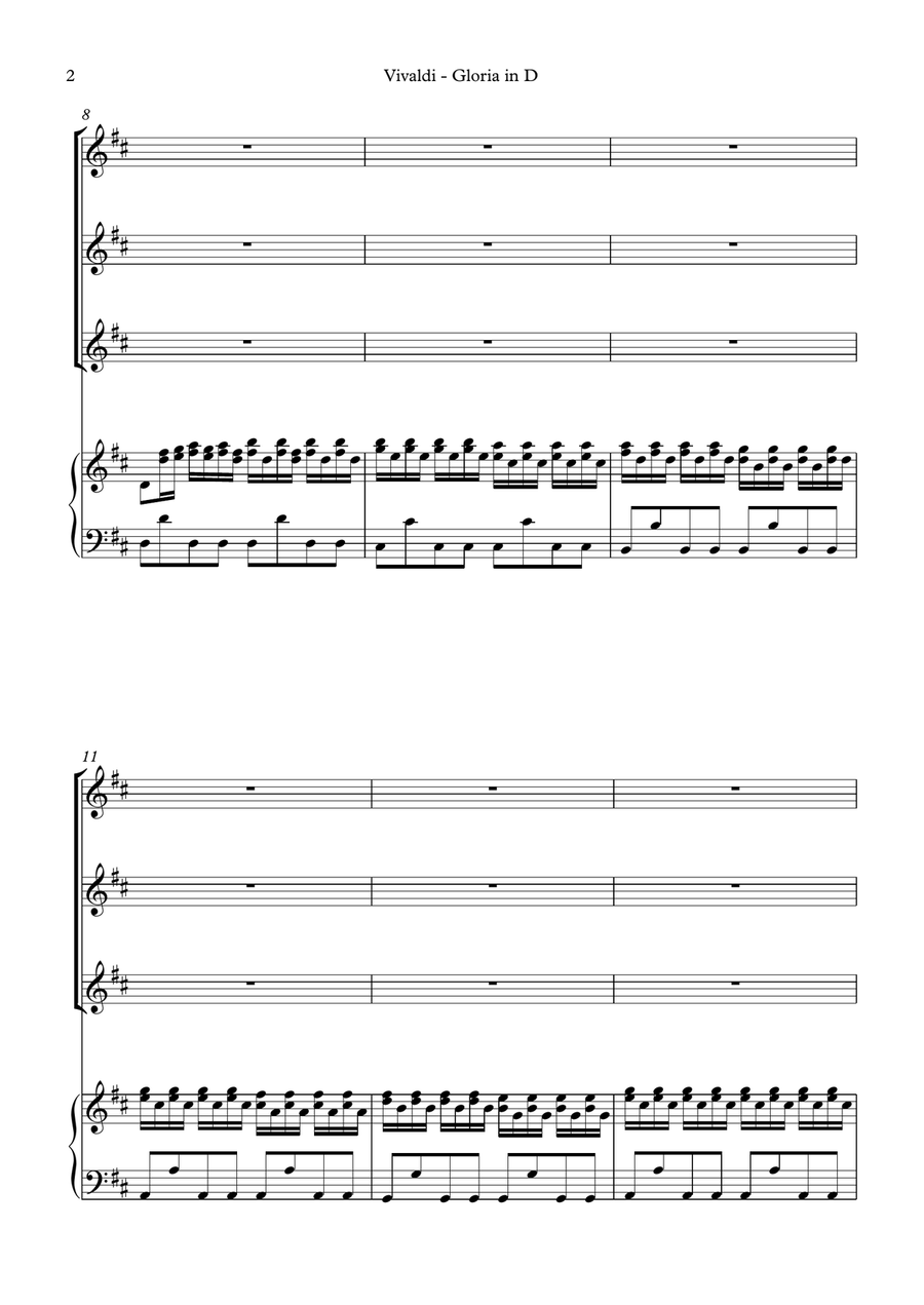 Vivaldi: Gloria in D major, (SA soli, SSA choir edition, vocal score) SSA scores gallery preview page 2