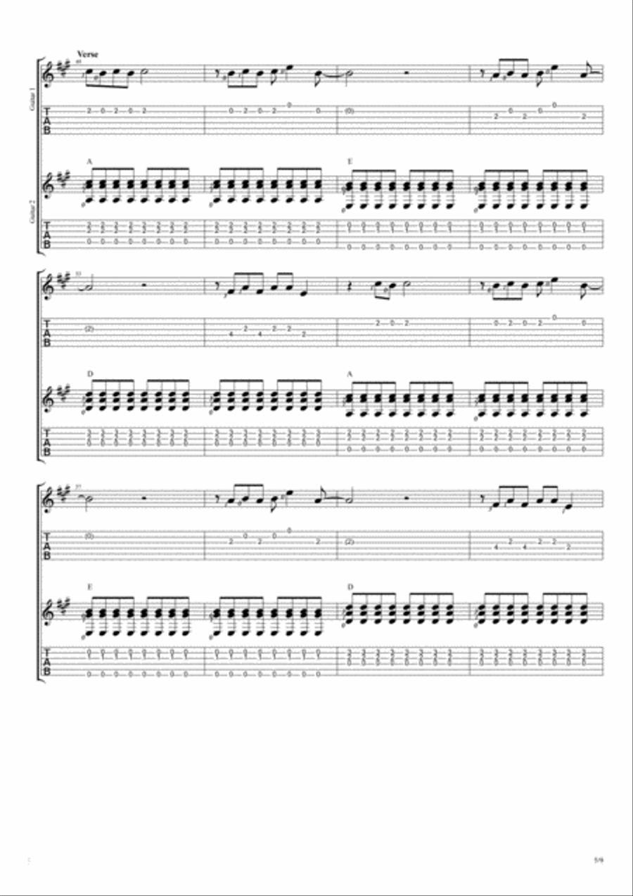 Yellow Guitar Tablature scores gallery preview page 5