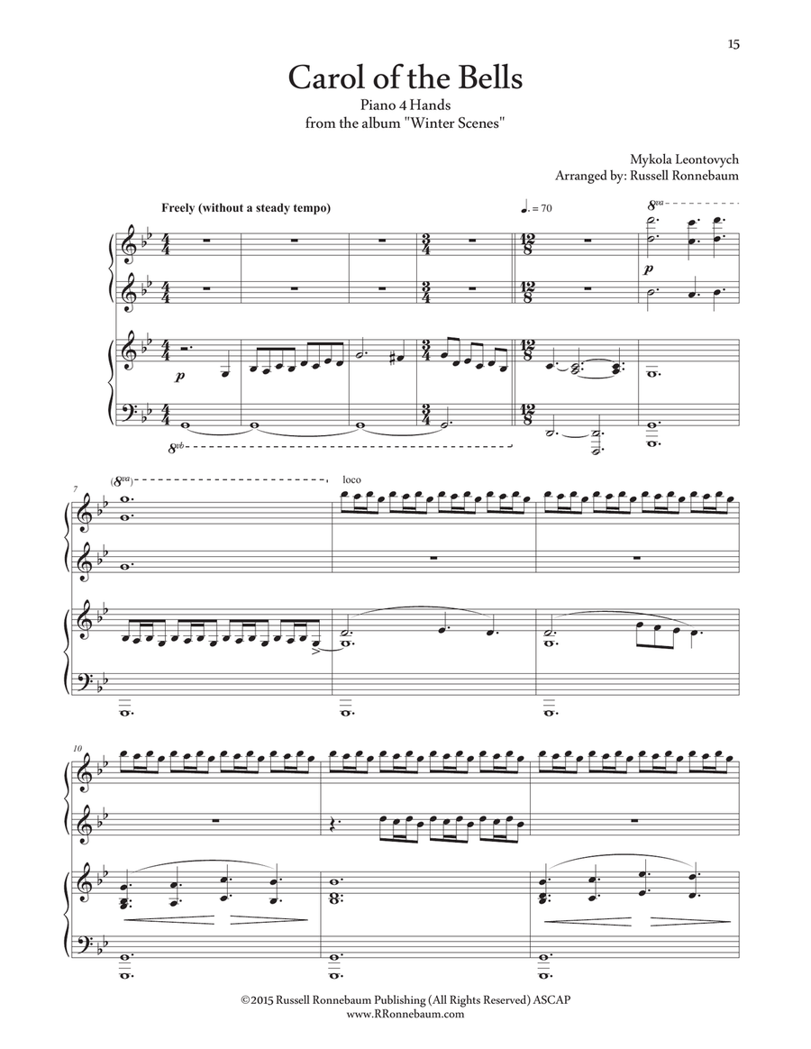 Carol of the Bells (Piano Duet) Piano Duet scores gallery preview page 1