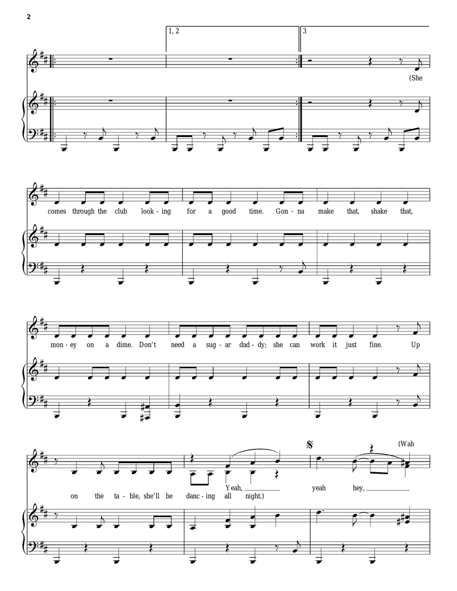 Show Me How You Burlesque Piano, Vocal, Guitar scores gallery preview page 2