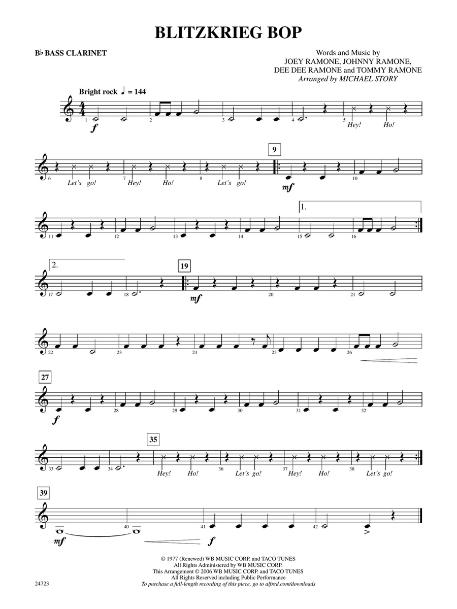 Blitzkrieg Bop: B-flat Bass Clarinet
