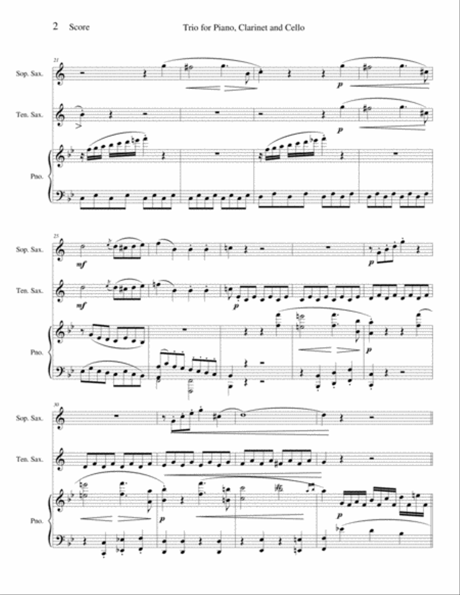 Trio for Piano, Clarinet and Cello Clarinet scores gallery preview page 2
