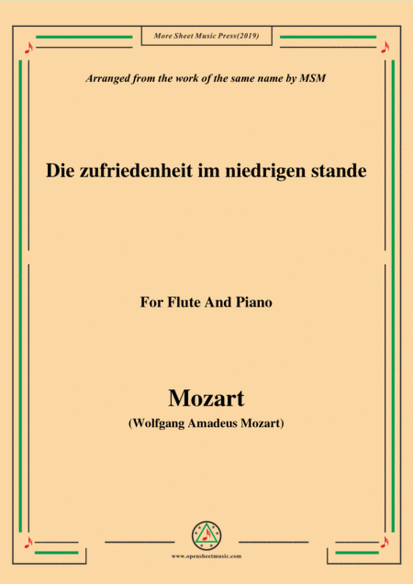 Mozart-Die zufriedenheit im niedrigen stande,for Flute and Piano image number null