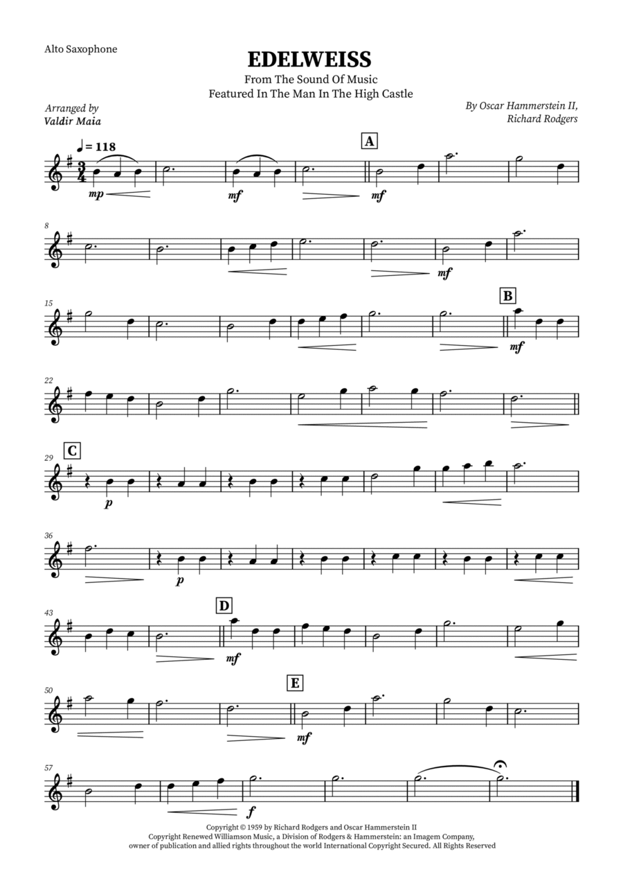 Edelweiss Baritone Saxophone scores gallery preview page 1