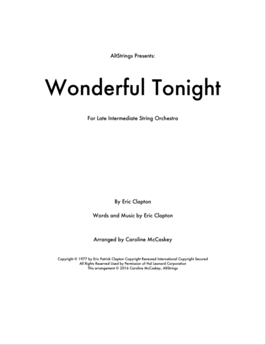 Wonderful Tonight by Eric Clapton String Orchestra - Digital Sheet Music