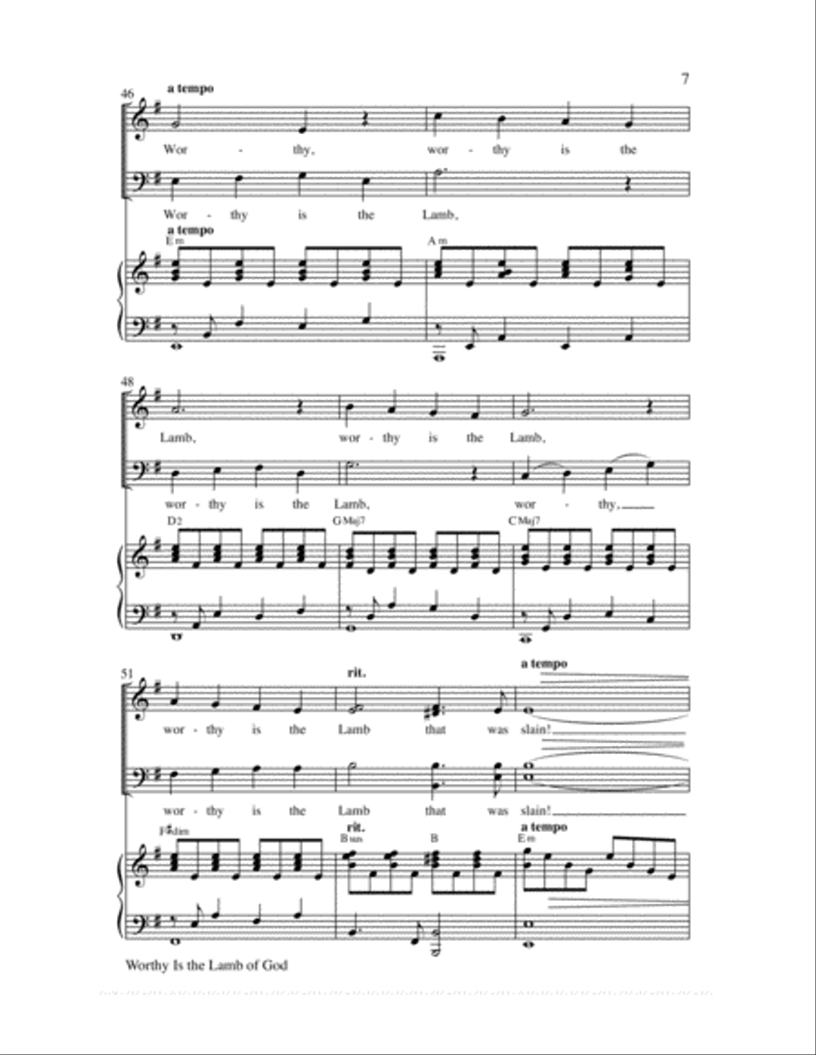 Worthy Is the Lamb of God (Revelation 5:12) 4-Part scores gallery preview page 8