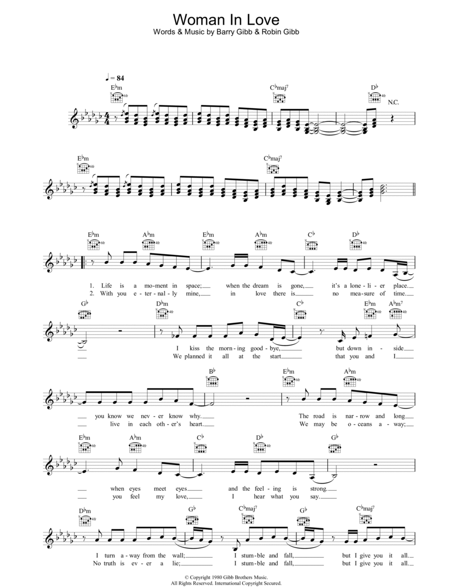 A Woman In Love Piano scores gallery preview page 1