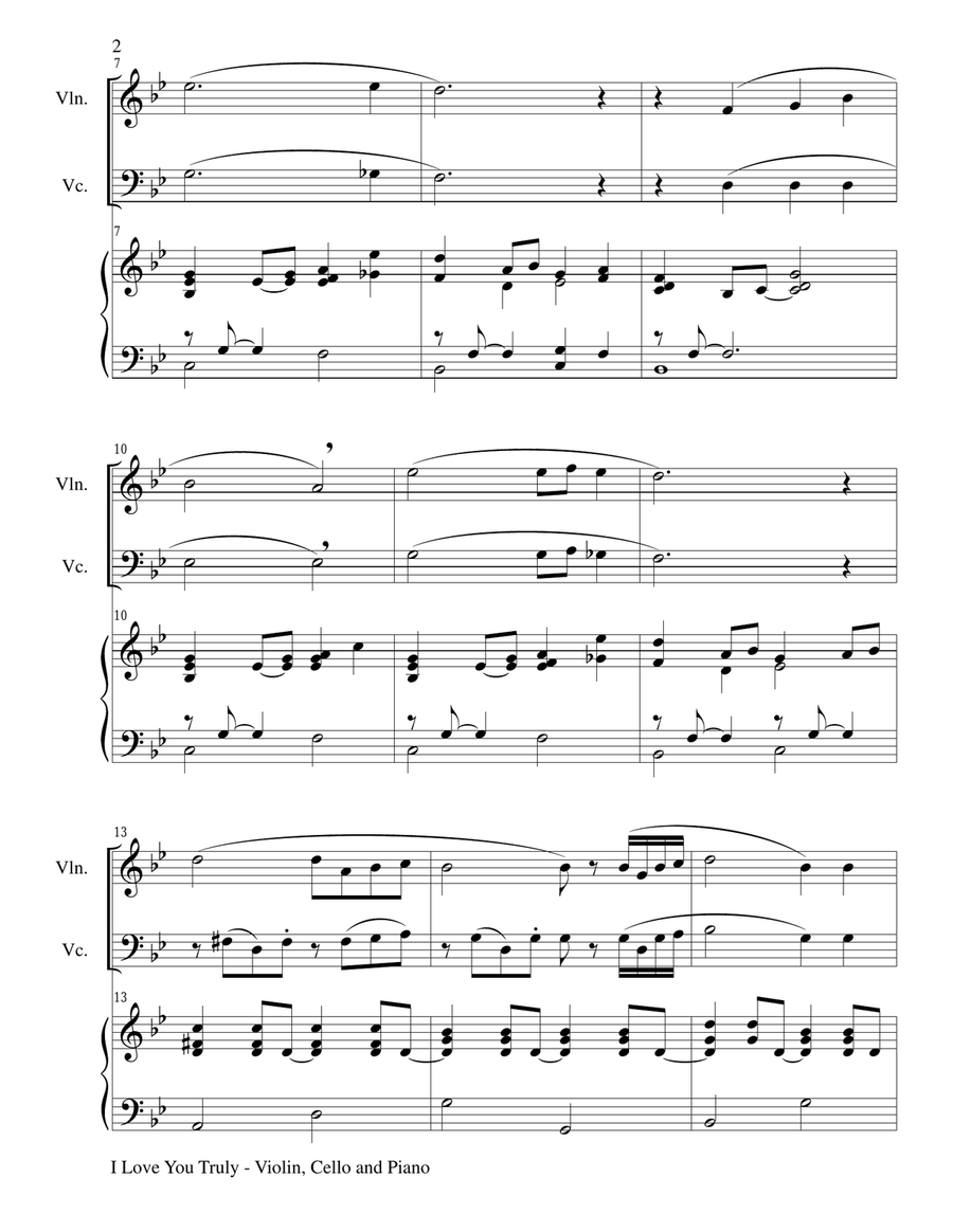 I LOVE YOU TRULY (Trio – Violin, Cello, and Piano with Score and Parts) Piano Trio scores gallery preview page 2