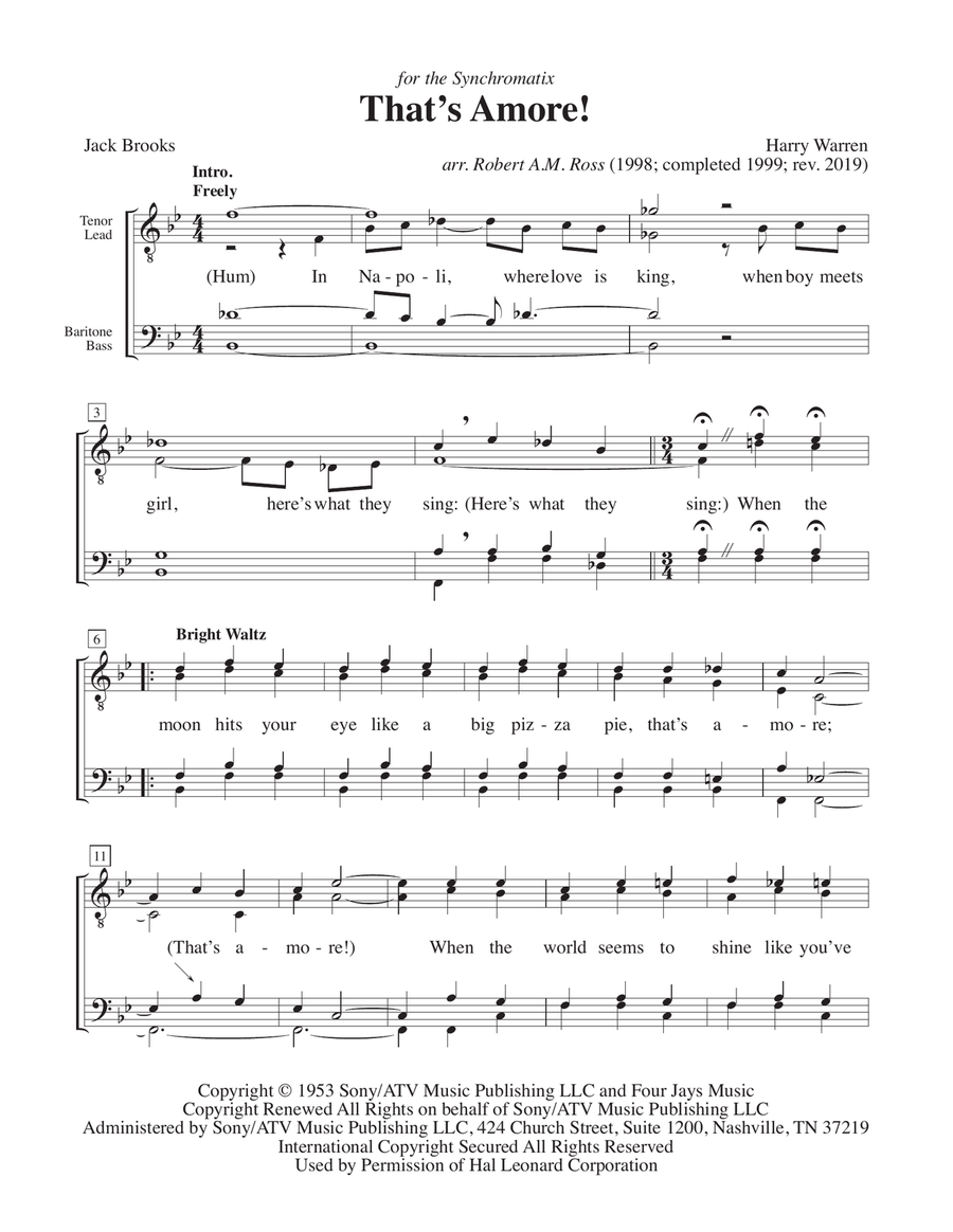 That's Amore (That's Love) TTBB scores gallery preview page 1