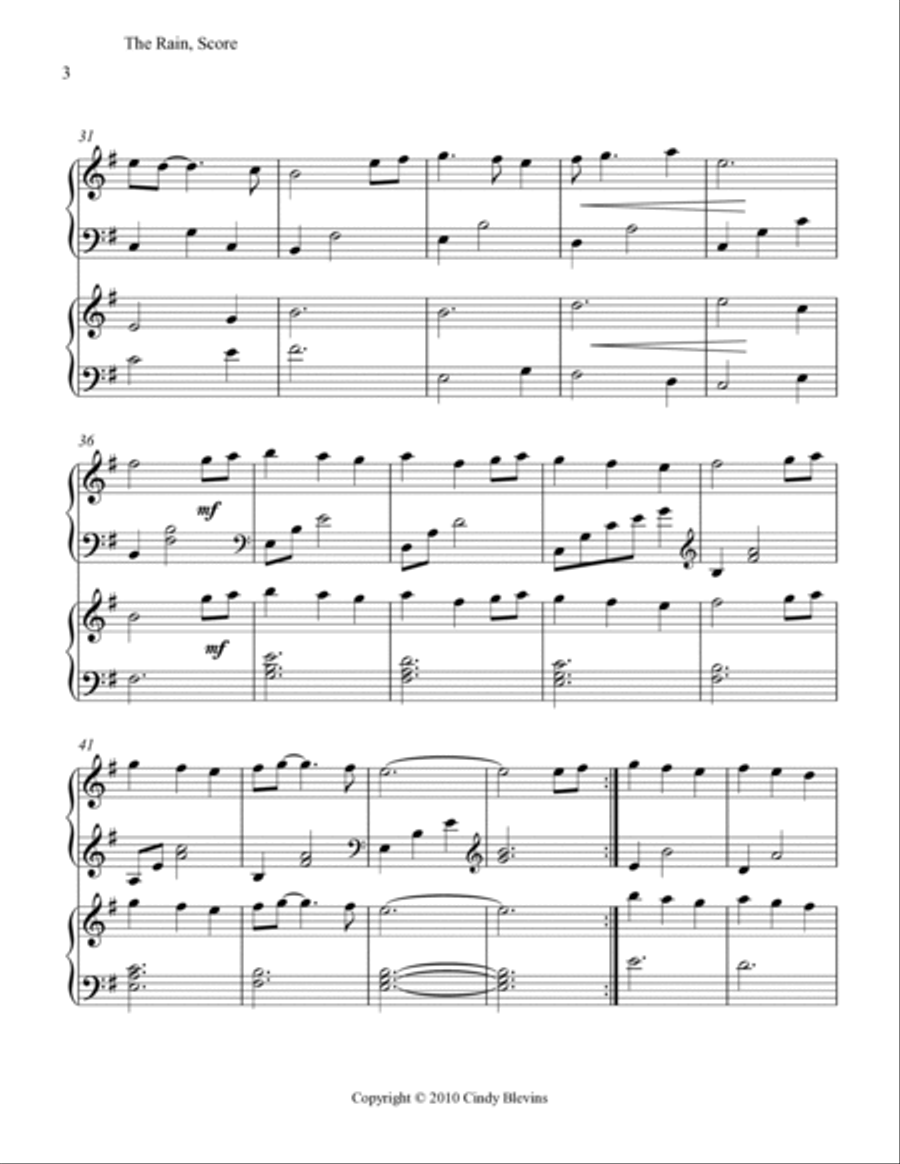 The Rain, Harp Duet Harp scores gallery preview page 4