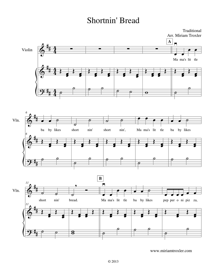 Shortnin' Bread Violin Solo scores gallery preview page 2