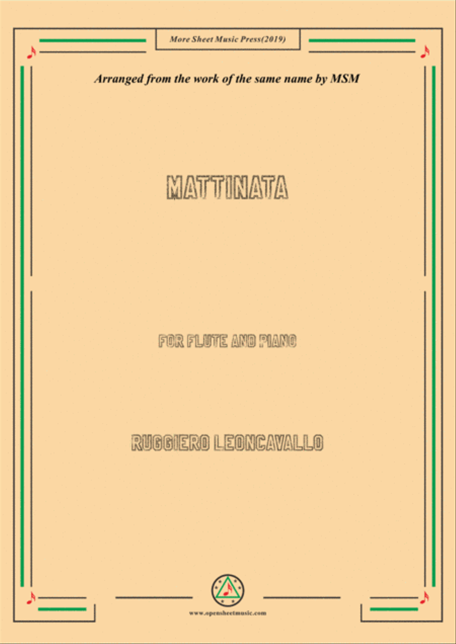Leoncavallo-Mattinata, for Flute and Piano Flute Solo scores gallery preview page 1
