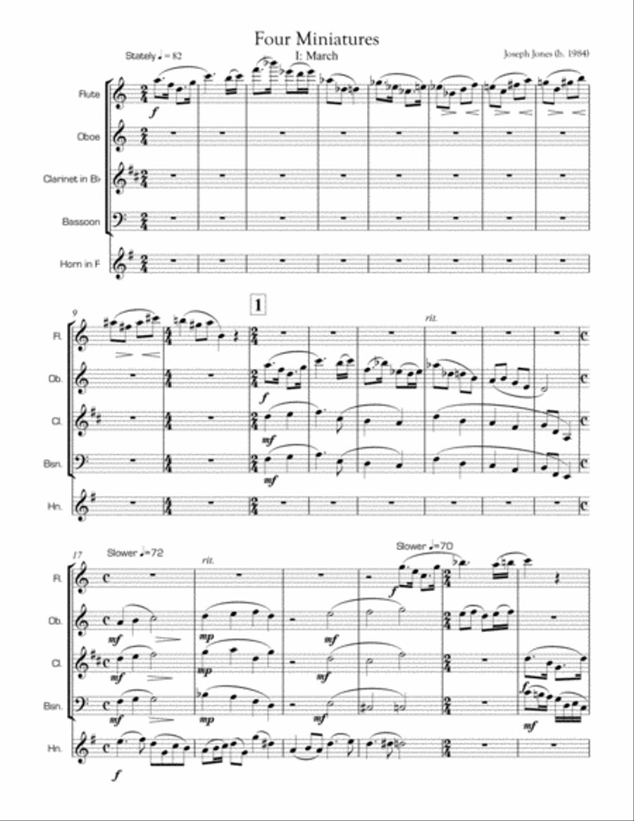 Miniatures for Woodwind Quintet, Op. 7 Woodwind Quintet scores gallery preview page 1