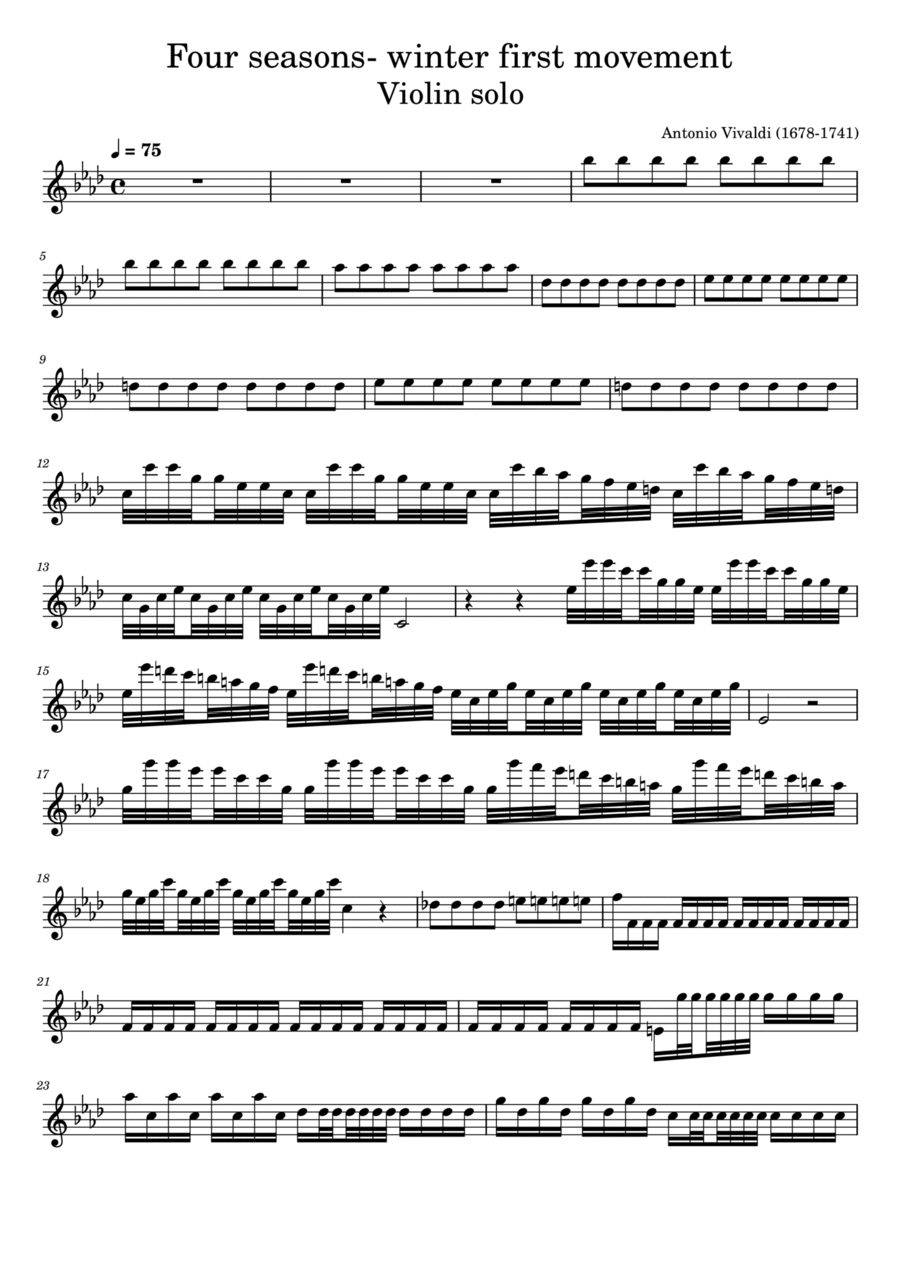 Four seasons- winter first movement Violin solo Violin Solo scores gallery preview page 1