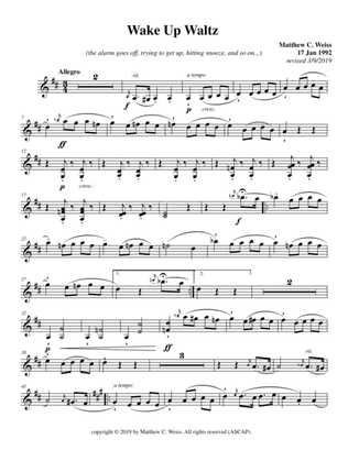 Weiss "Wake Up Waltz" for violin and piano - violin part