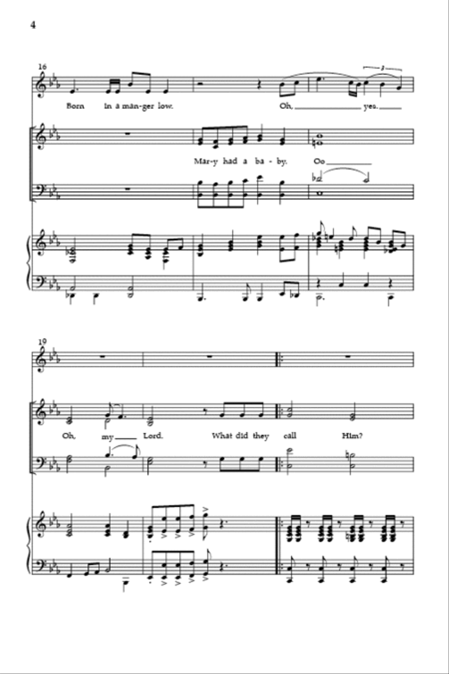 Mary Had a Baby 4-Part scores gallery preview page 4